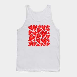 Red veiny heart shaped plant leaves pattern Tank Top